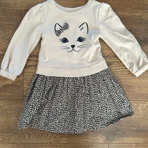 GAP Kitty Dress with Animal Print Skirt Detail